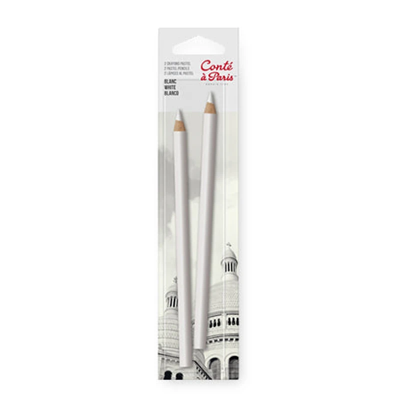 Set of 2 White Conté Pastel Crayons