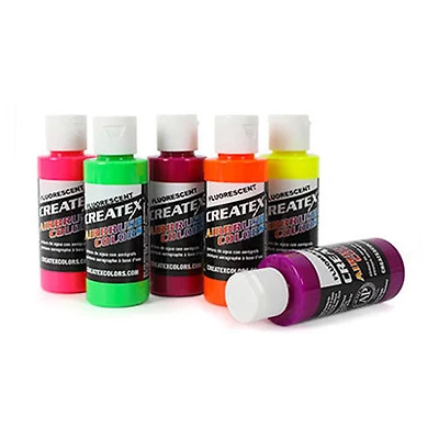 Ensemble de 6 couleurs pour aérographie Createx – Fluor