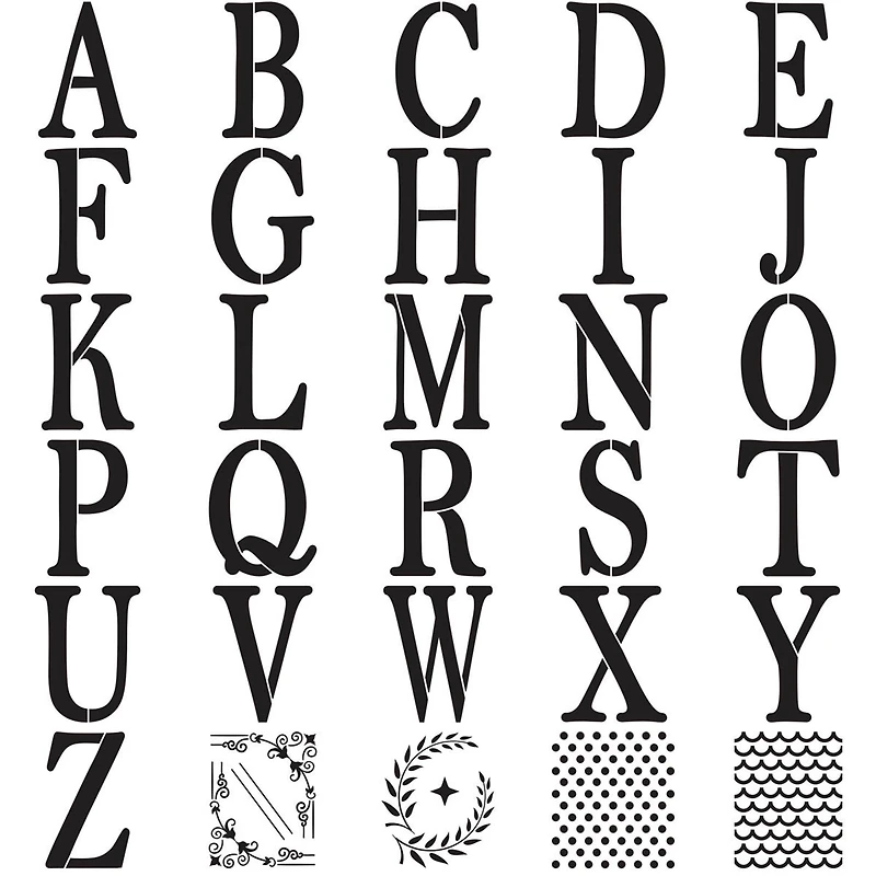 8-inch Folk Art® Paper Alphabet Stencil-Serif Font