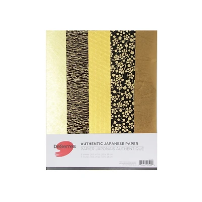 Ensemble de 5 papiers japonais 8,5 x 11 – Or métallique