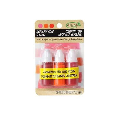 Glycerine Soap Colours - Pink, Orange & Ruby Red