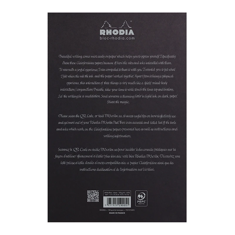 Rhodia Pascribe Calligraphy A4 Black Carb'On Book