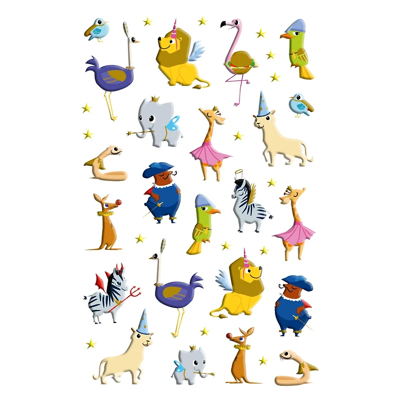 37-Pack Puffy Stickers - Zoo Party