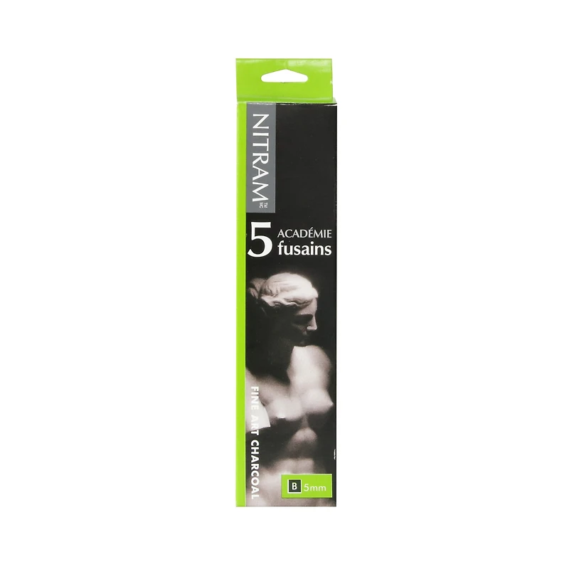 Set of 5 Académie Charcoal Sticks – B, 5 mm