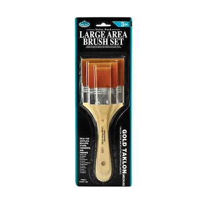 Set of 3 gold taklon flat paintbrushes