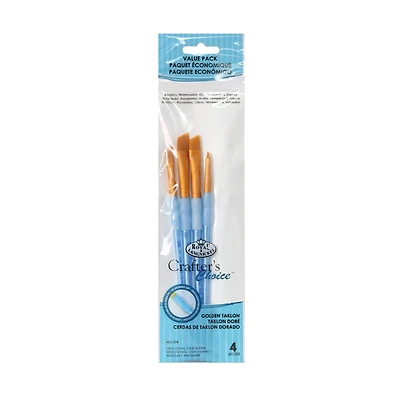 Pack Gold Taklon Angular Paintbrushes
