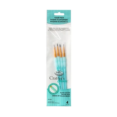 4-Pack Black Taklon Round Paintbrushes