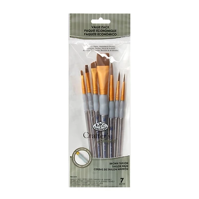 7-Pack Black Taklon Flat Paintbrushes