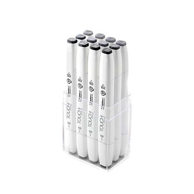 12-Piece Touch Twin Brush Marker Set - Cool Grey