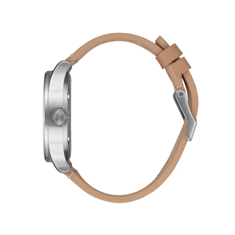 Nixon Sentry Leather All Silver Tan