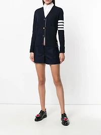 THOM BROWNE - 4 Bar Knitted Cardigan in Navy