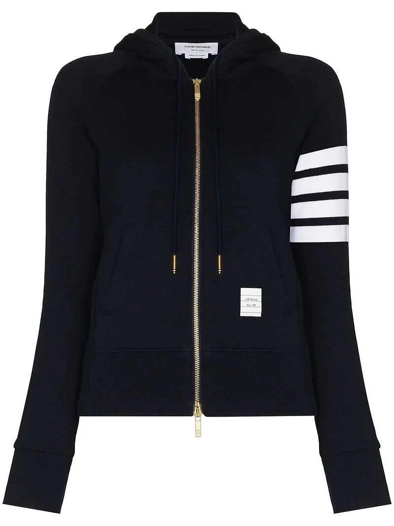 THOM BROWNE - 4 Bar Zip Up Hoodie in Navy
