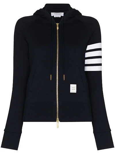 THOM BROWNE - 4 Bar Zip Up Hoodie in Navy