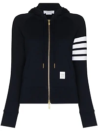 THOM BROWNE - 4 Bar Zip Up Hoodie in Navy