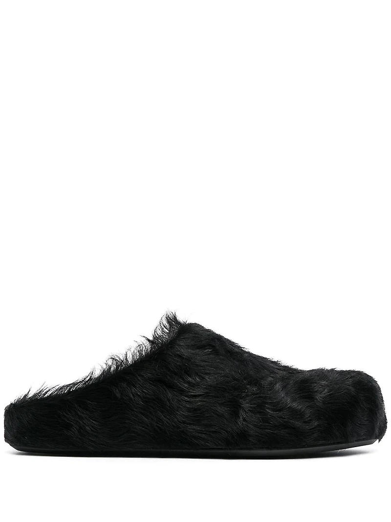 MARNI - Brushed Leather Slides in Black