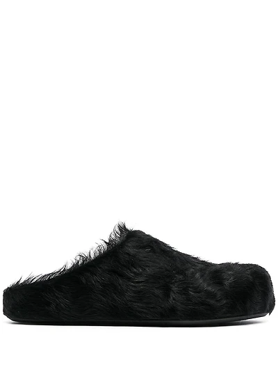 MARNI - Brushed Leather Slides in Black