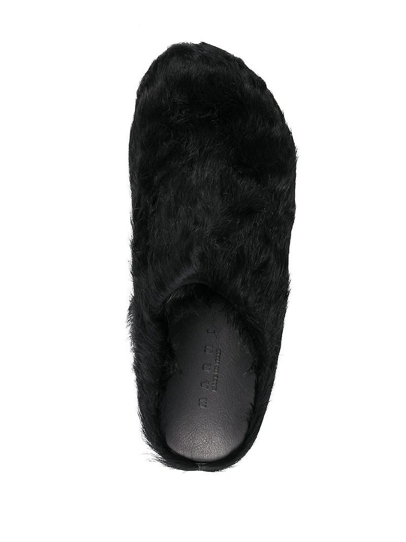 MARNI - Brushed Leather Slides in Black