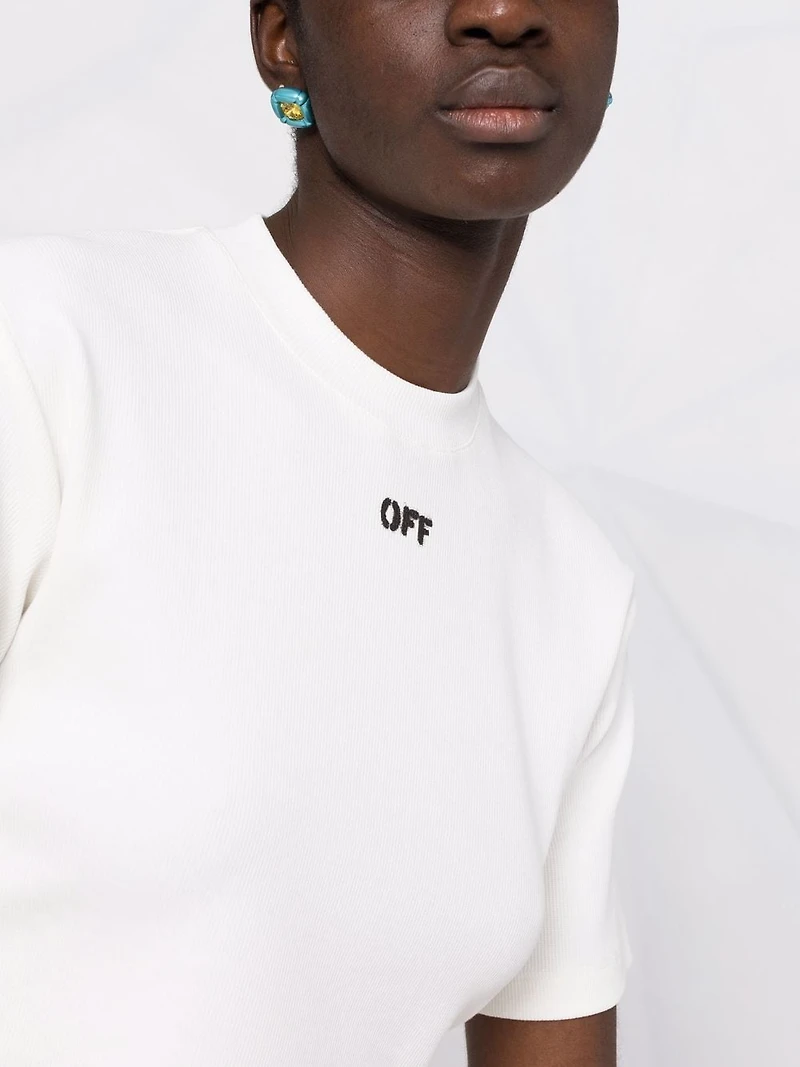 OFF-WHITE - Cropped Tee in White