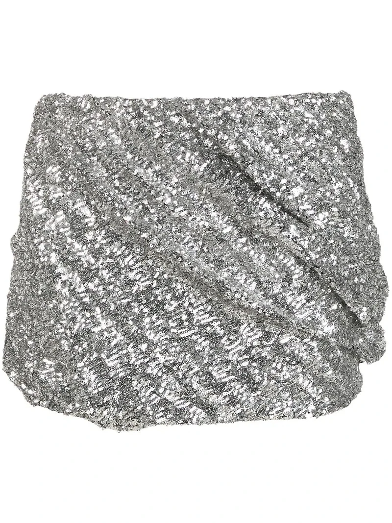 THE ATTICO - Sequin Mini Skirt in Silver