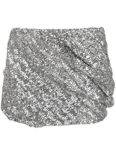 THE ATTICO - Sequin Mini Skirt in Silver