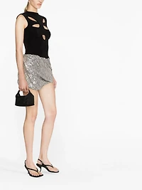 THE ATTICO - Sequin Mini Skirt in Silver