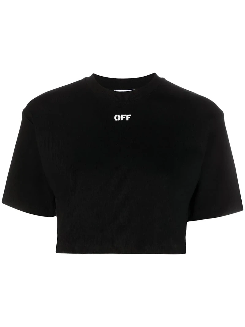 OFF-WHITE - Crop Tee in Black