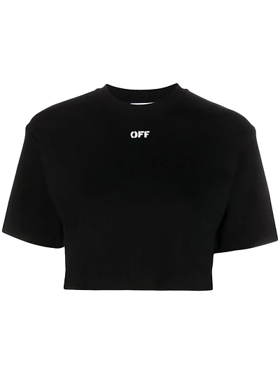 OFF-WHITE - Crop Tee in Black
