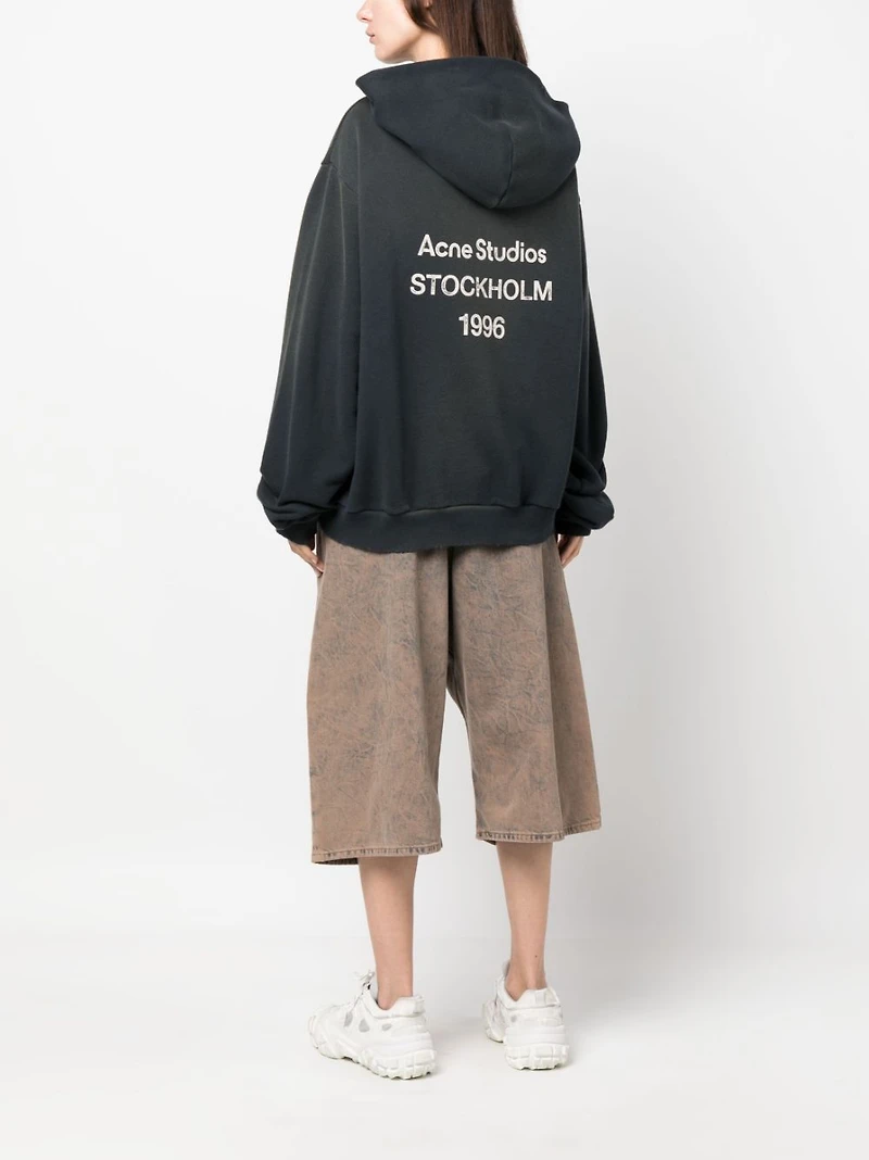 ACNE STUDIOS - Black Logo-Print Hoodie
