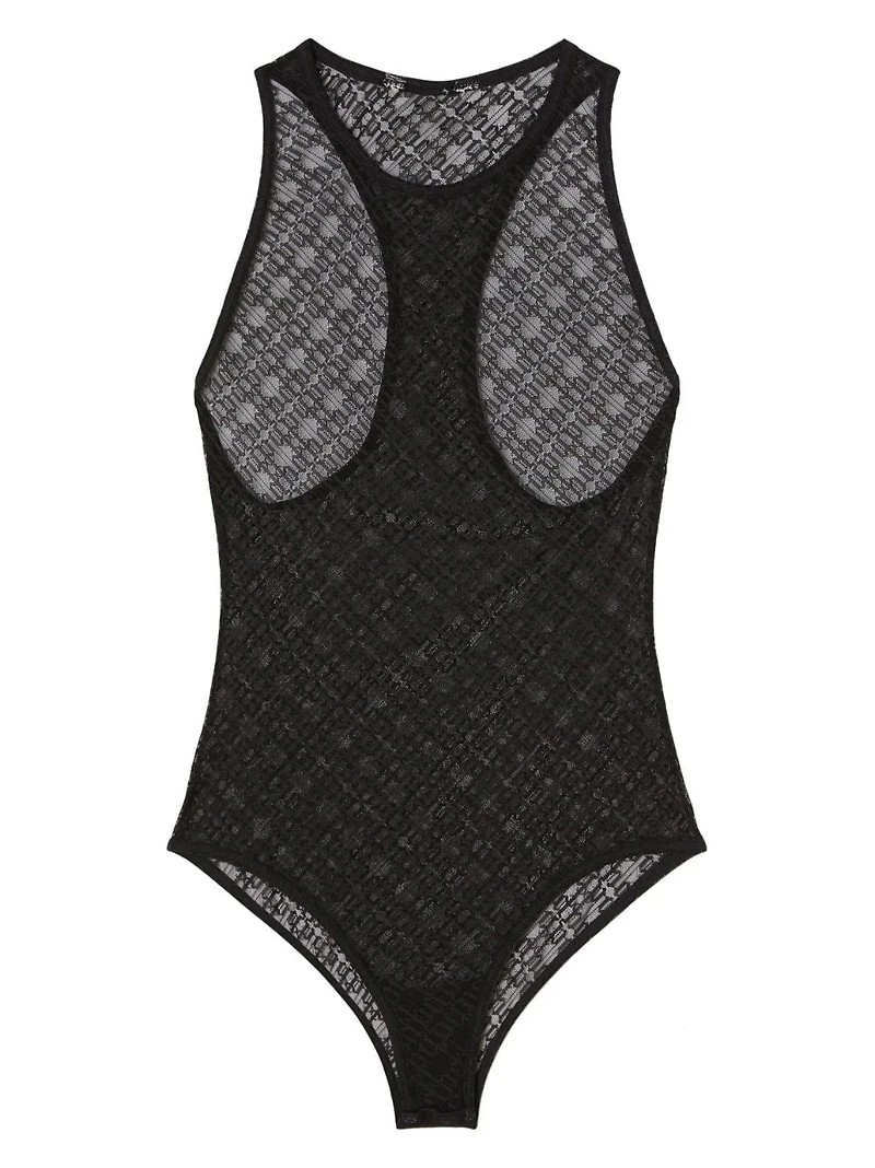 PALM ANGELS - Sheer Logo Bodysuit in Black