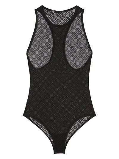 PALM ANGELS - Sheer Logo Bodysuit in Black