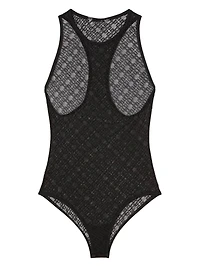 PALM ANGELS - Sheer Logo Bodysuit in Black