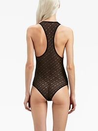PALM ANGELS - Sheer Logo Bodysuit in Black