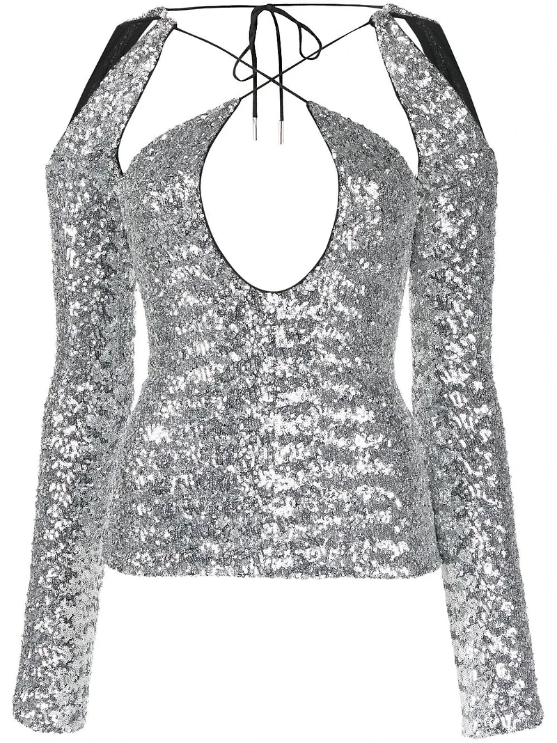 THE ATTICO - Sequined Cut Out Top
