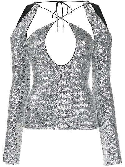 THE ATTICO - Sequined Cut Out Top
