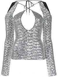 THE ATTICO - Sequined Cut Out Top
