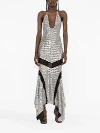 THE ATTICO - Sequin Halter Dress in Silver