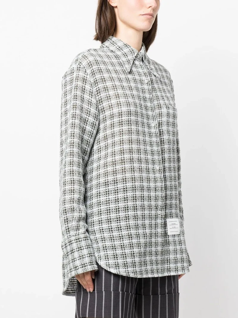 THOM BROWNE - Logo Patch Button Up Shirt