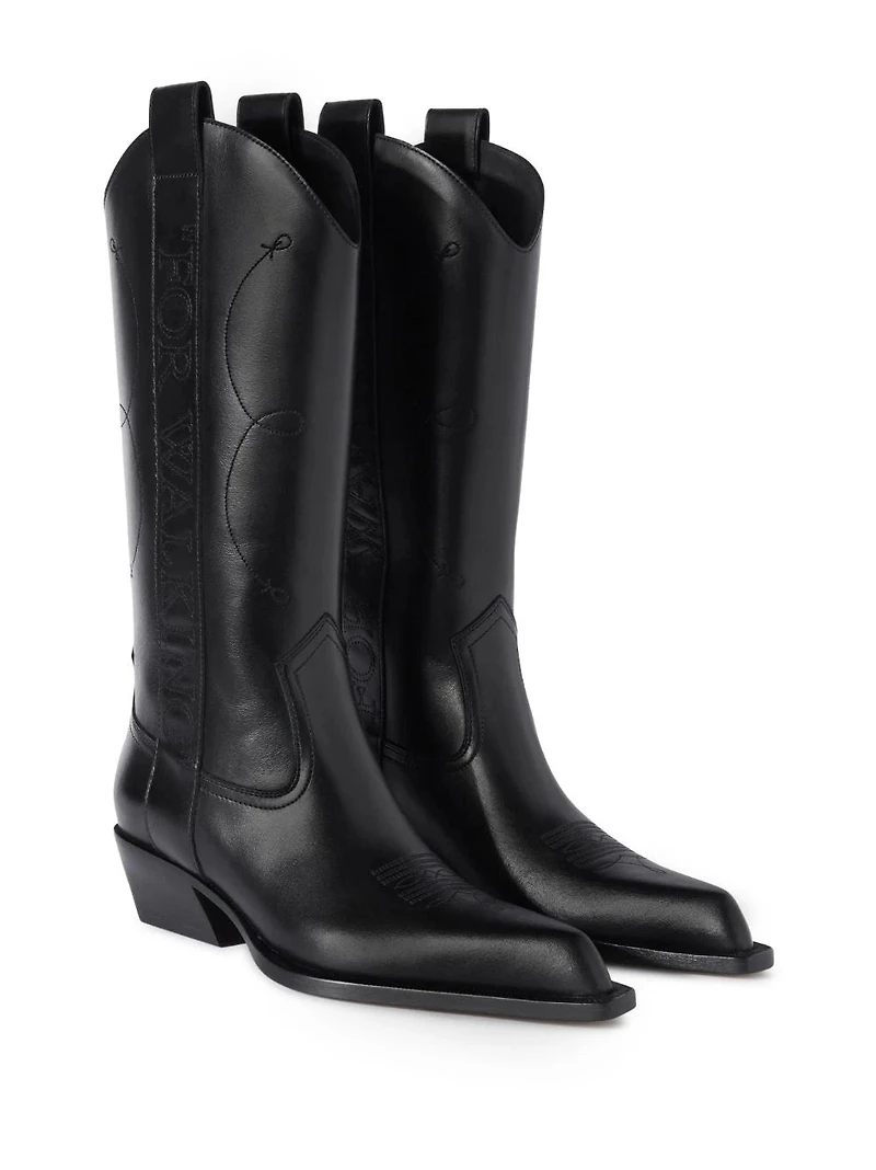 OFF-WHITE - Leather Cowboy Boots in Black