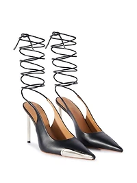OFF-WHITE - Lace Up Leather Heels