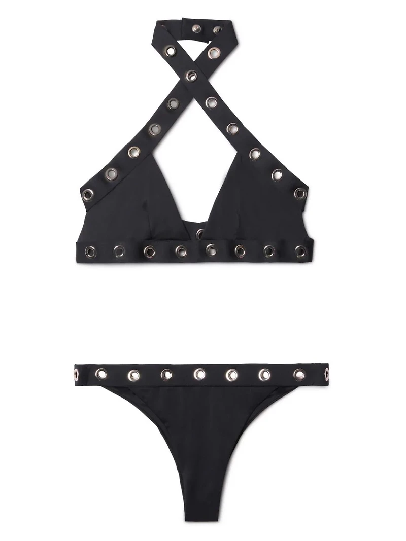OFF-WHITE - Eyelet Bikini in Black