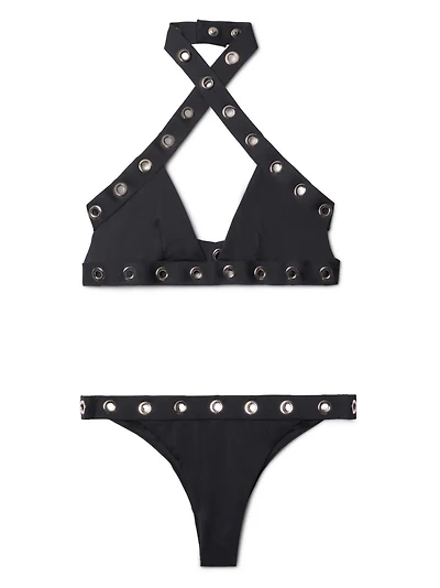 OFF-WHITE - Eyelet Bikini in Black