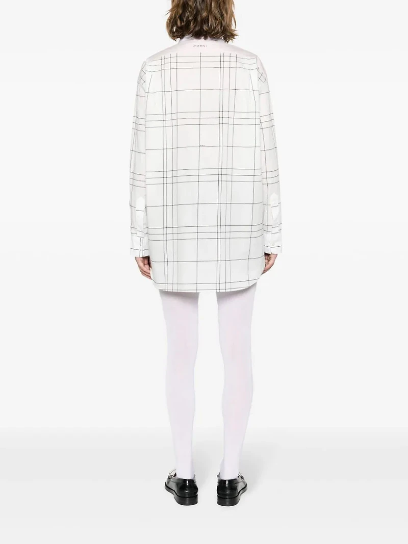 MARNI - Checkered Long Sleeve Shirt in White