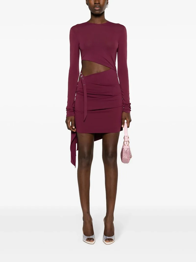 THE ATTICO - Buckle Detail Minidress in Wine