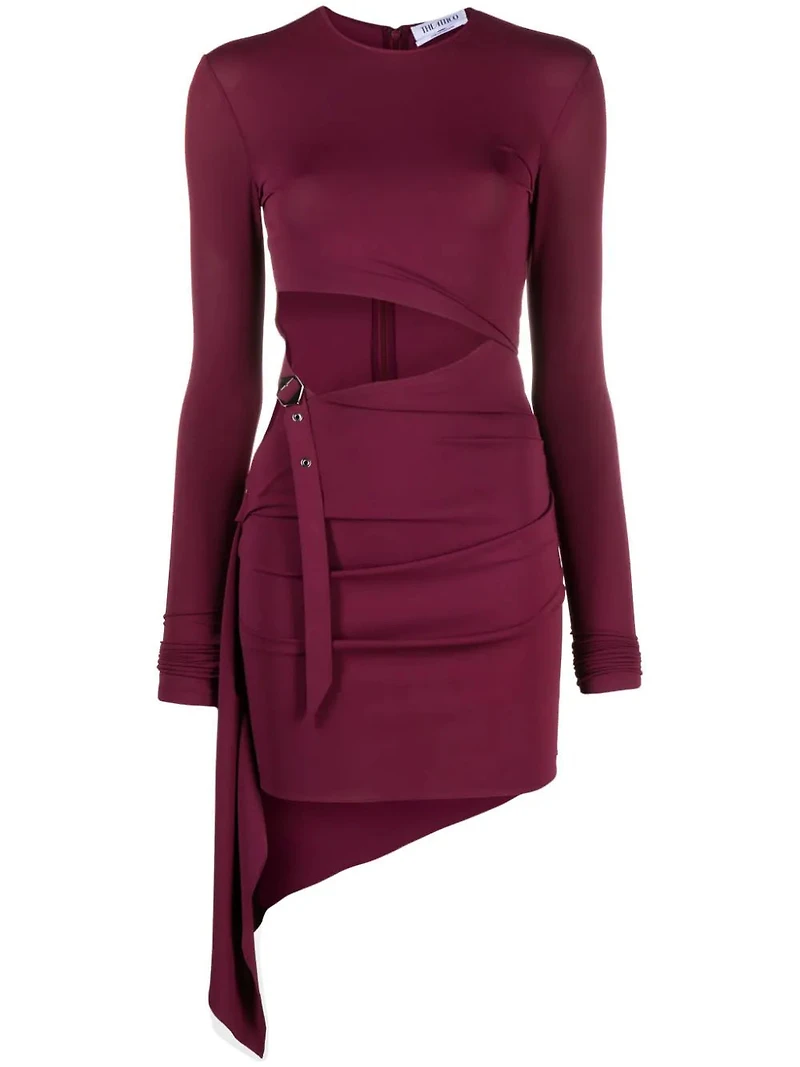 THE ATTICO - Buckle Detail Minidress in Wine