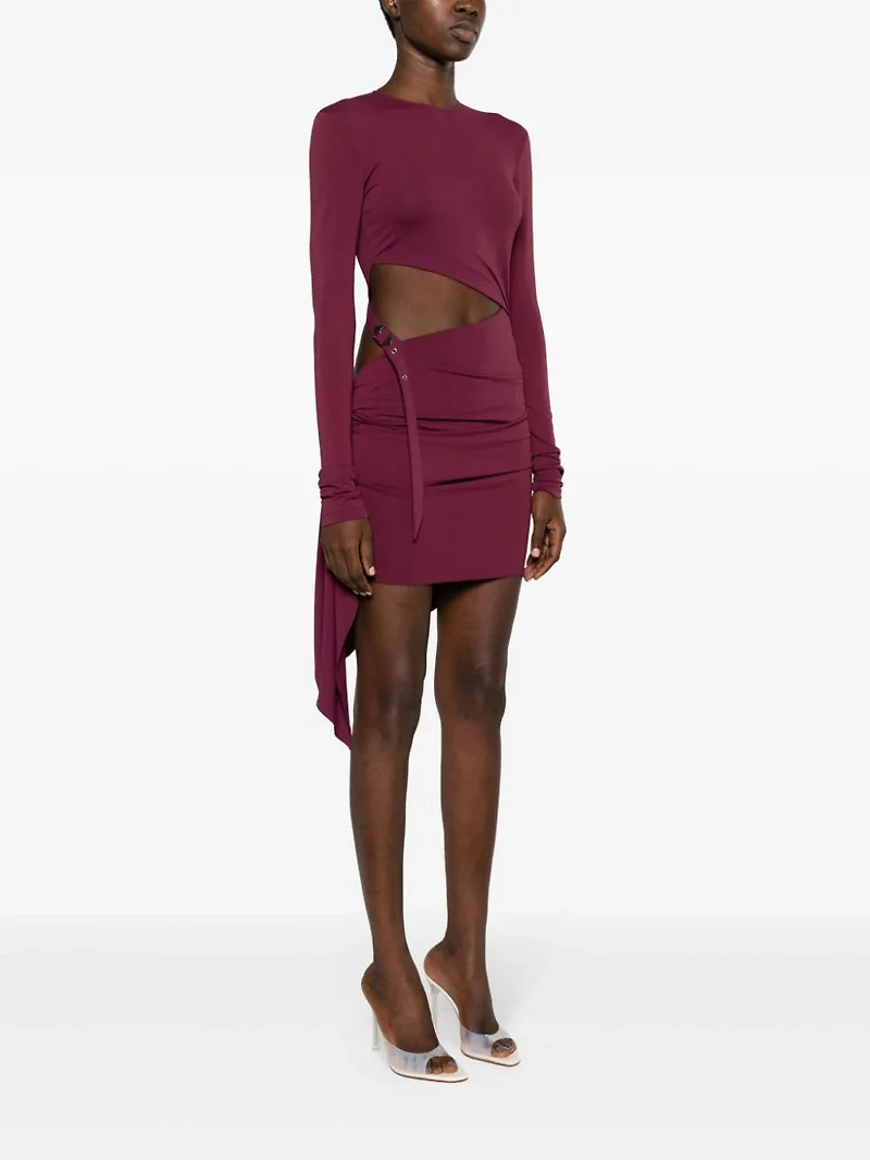 THE ATTICO - Buckle Detail Minidress in Wine