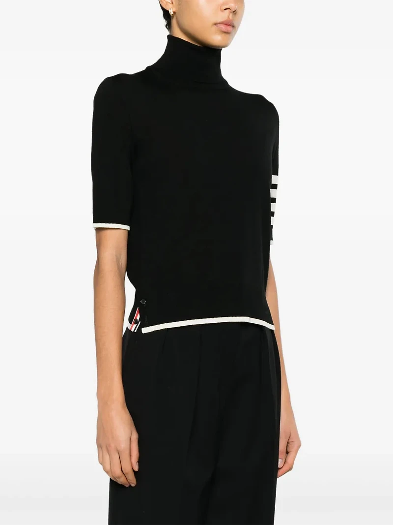 THOM BROWNE - Stripe-Detailing Short-Sleeve Jumper
