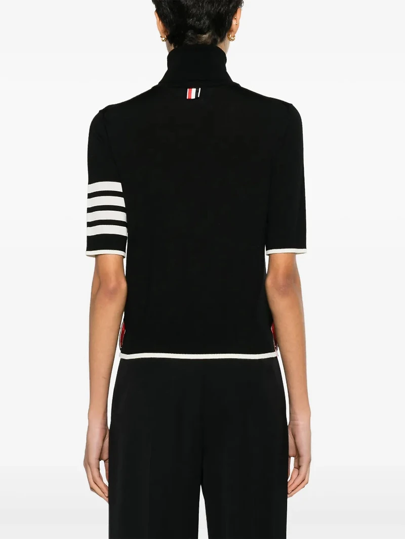 THOM BROWNE - Stripe-Detailing Short-Sleeve Jumper