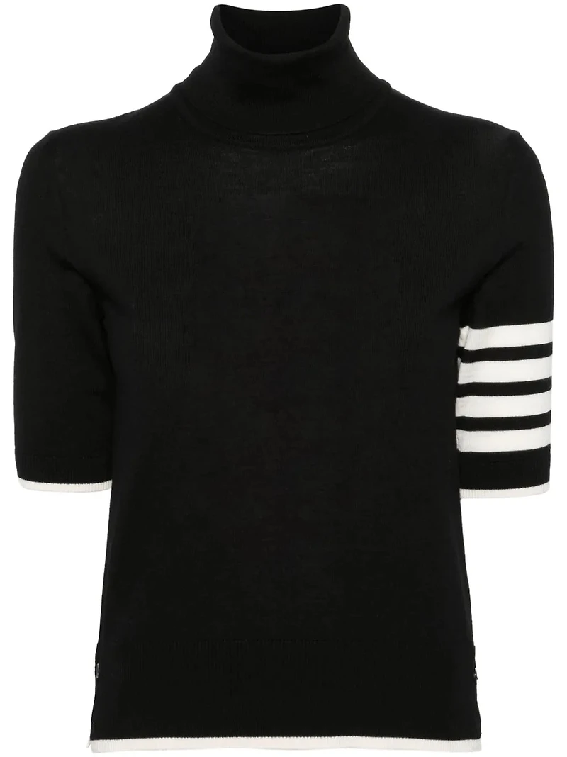 THOM BROWNE - Stripe-Detailing Short-Sleeve Jumper
