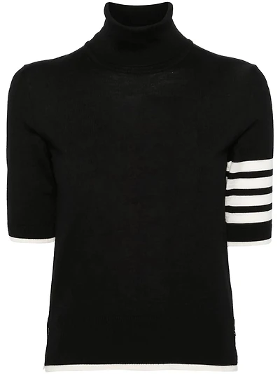 THOM BROWNE - Stripe-Detailing Short-Sleeve Jumper
