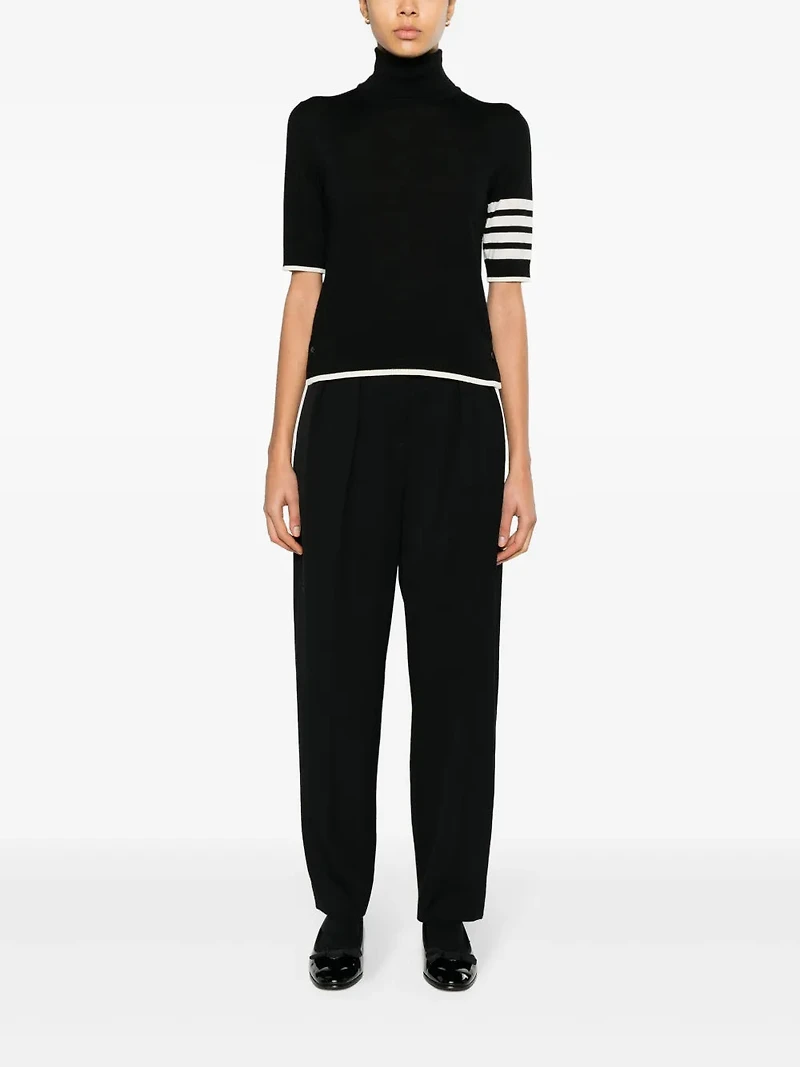 THOM BROWNE - Stripe-Detailing Short-Sleeve Jumper